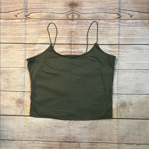 No Boundaries Tops - No Boundaries Olive Green Ribbed Camisole Tank
